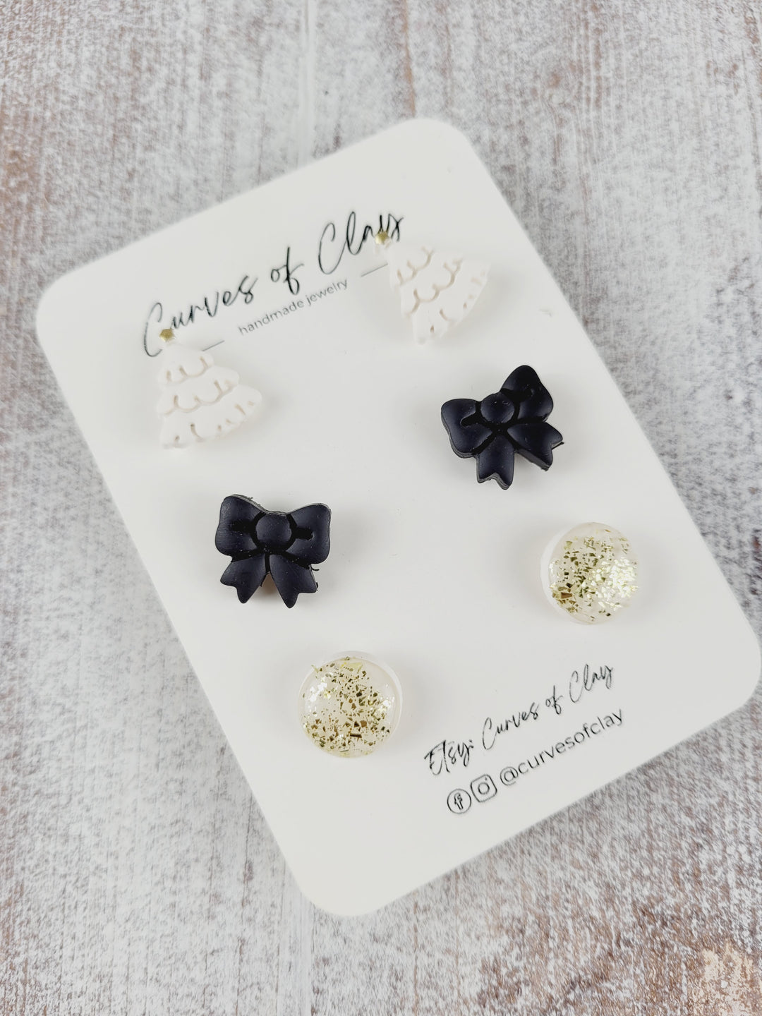 Curves of Clay, Holiday Stud Earrings 3 Pack