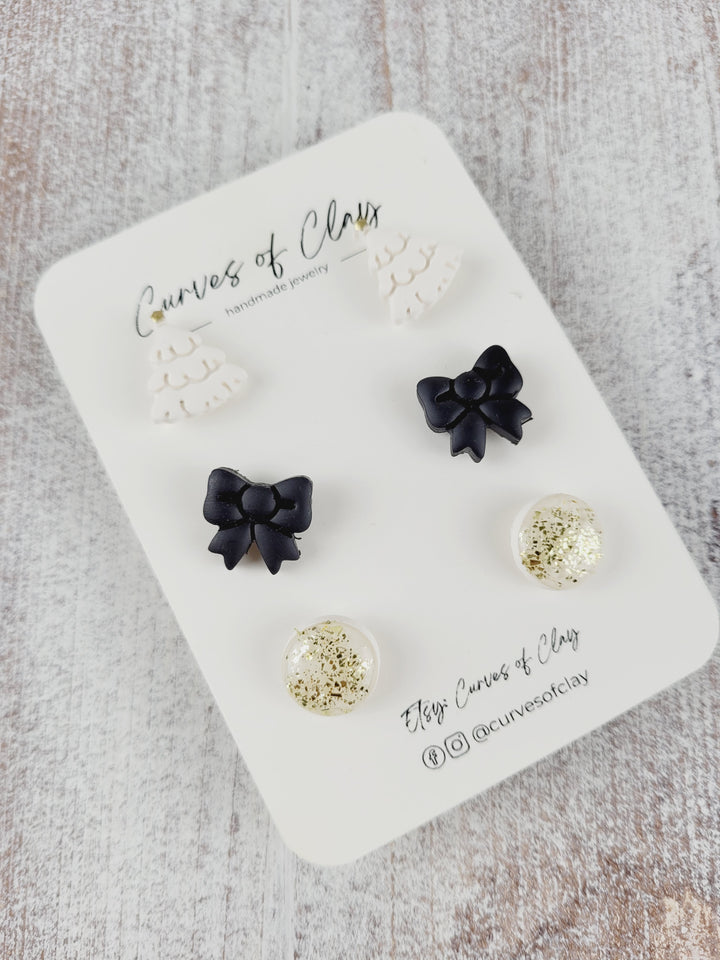 Curves of Clay, Holiday Stud Earrings 3 Pack