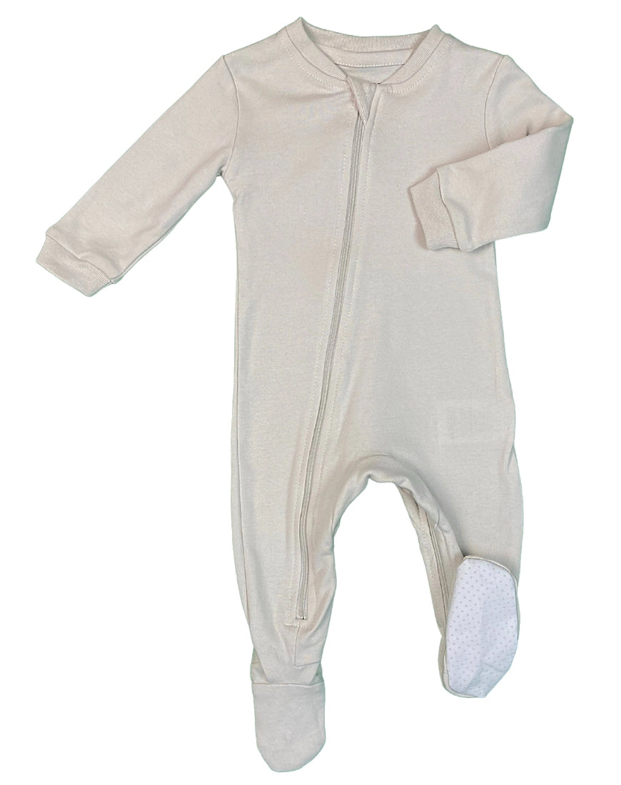 ZippyJamz, Organic Cotton Footed Sleeper- Baby Grey