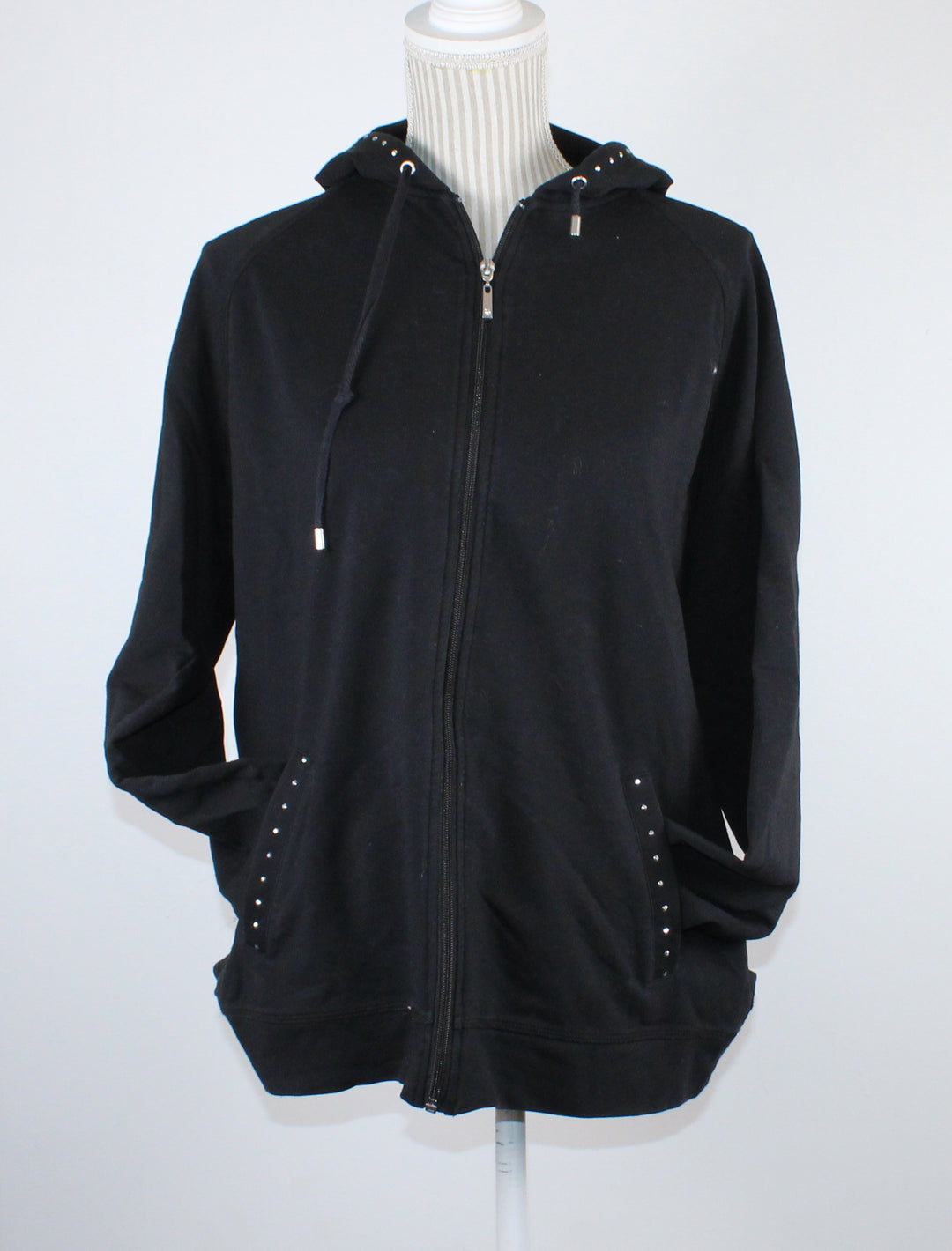 ALIA BLACK ZIP SWEATER LADIES LARGE EUC