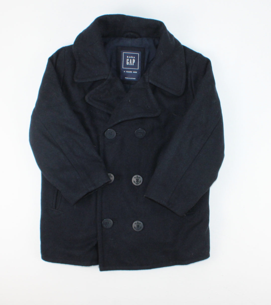 GAP NAVY WOOL COAT 4Y EUC