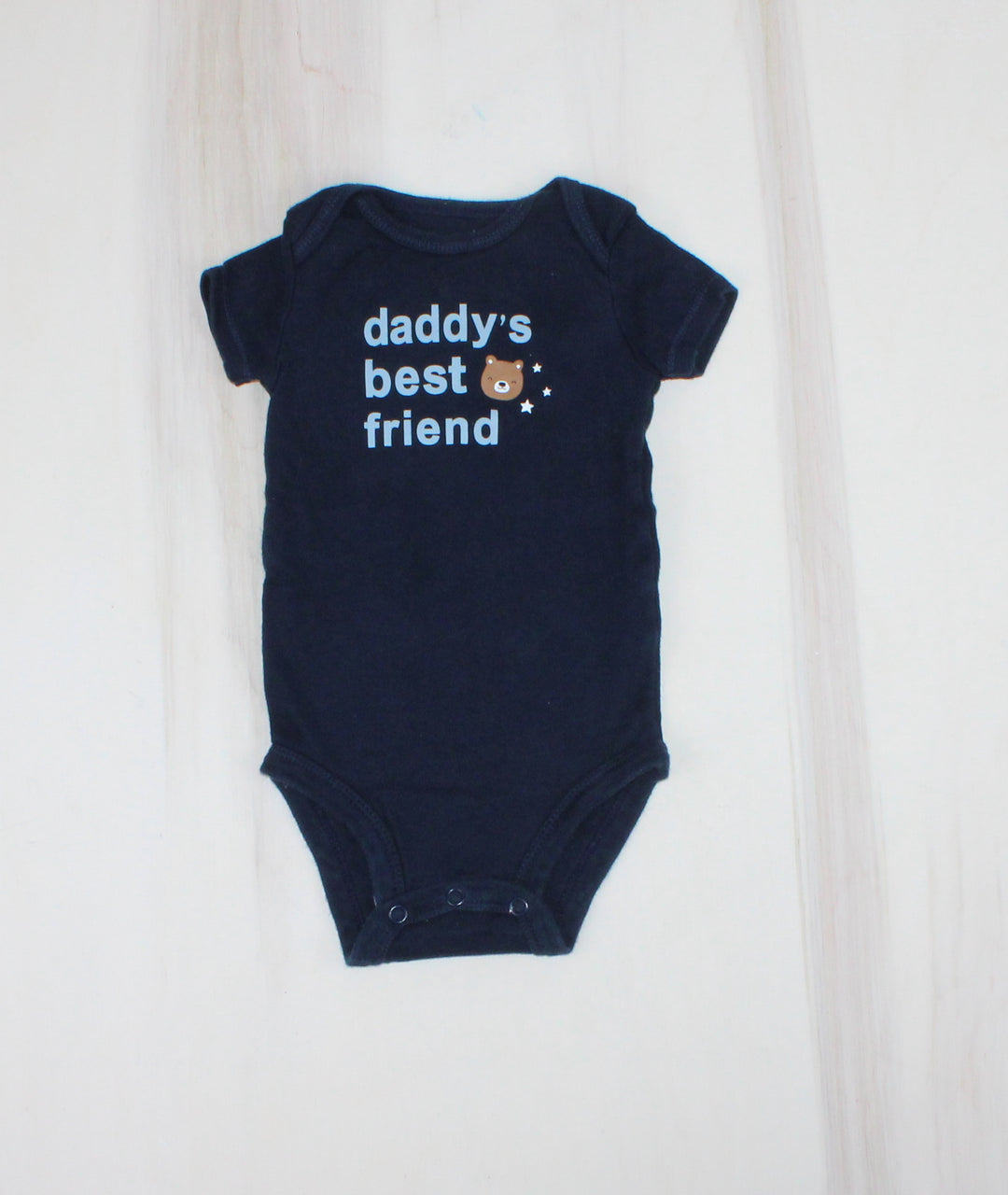 CARTERS DADDY'S BEST FRIEND BEAR NAVY ONESIE 6M PRE-LOVED