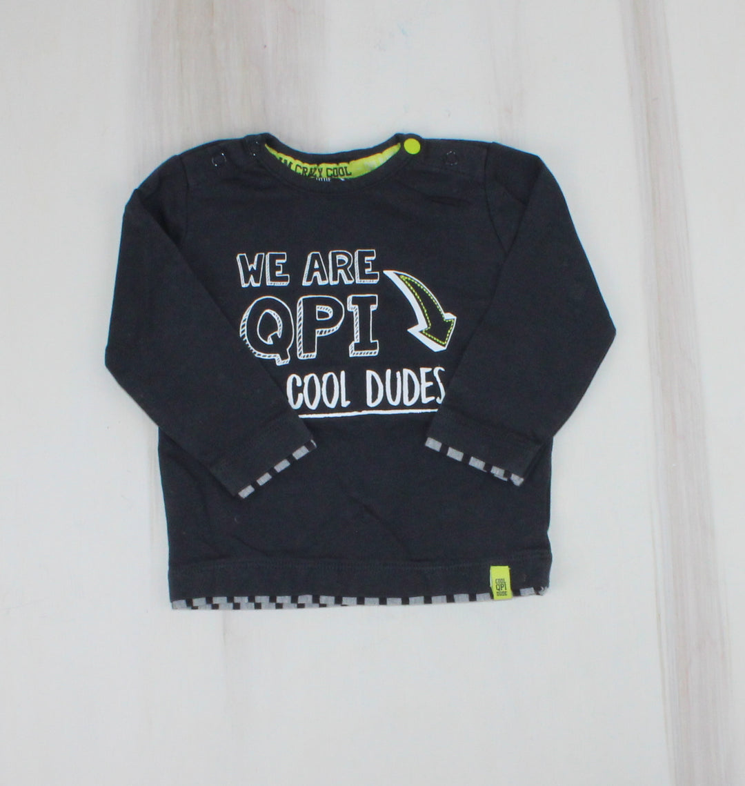 LITTLE QUAPI BOYS GREY LONG SLEEVE TOP 4-6M EUC