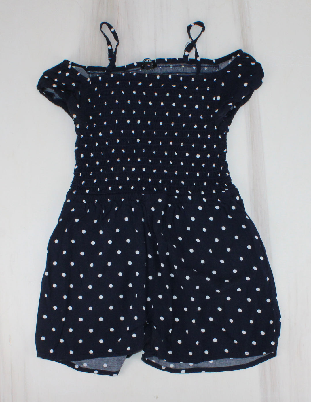 GEORGE NAVY POKADOT ROMPER GIRLS 10Y PRE-LOVED