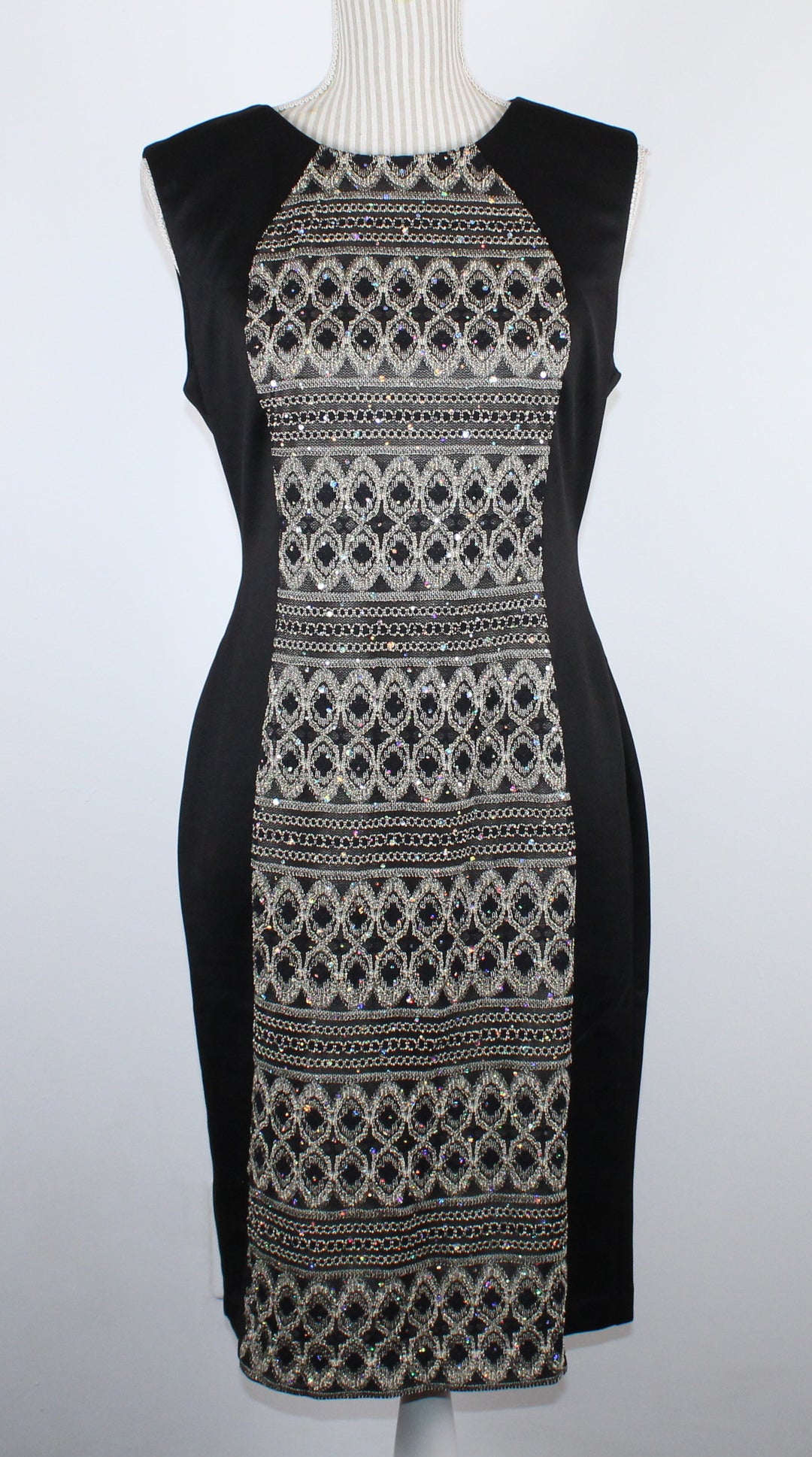 RM RICHARDS BLACK & GOLD DRESS LADIES SIZE 12 PRE-LOVED