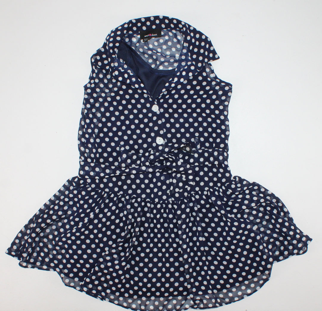 AMY'S CLOSET NAVY POLKA DOT DRESS 6Y EUC