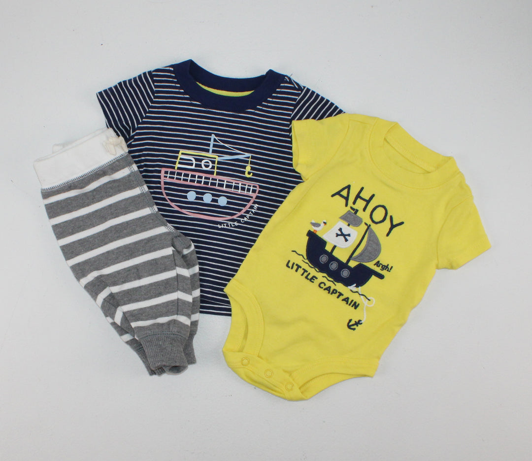 CARTERS 3 PIECE AHOY SET 3M EUC