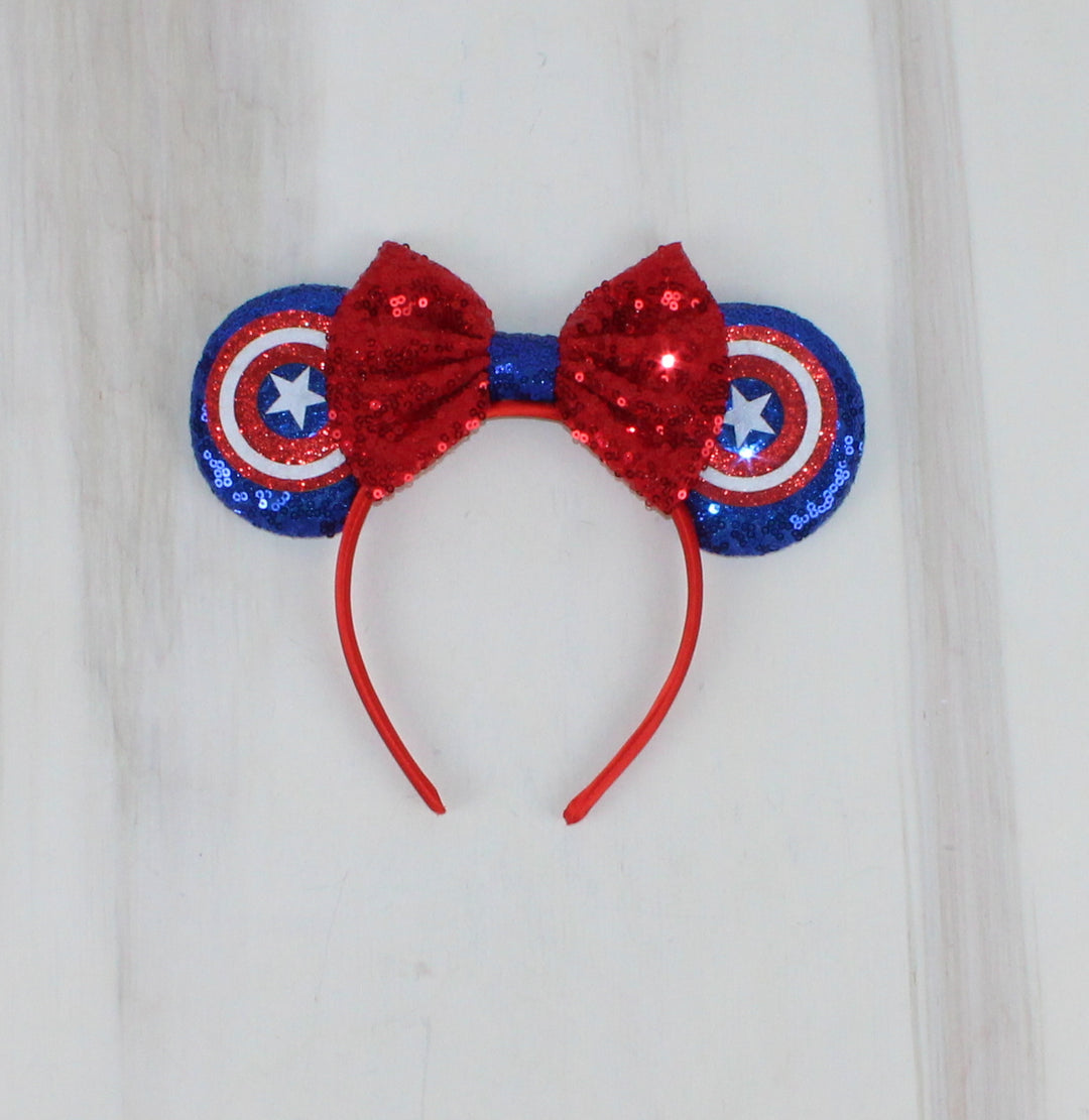 MINNIE MOUSE EARS CAPAIN AMERICA HEADBAND PRE-LOVED