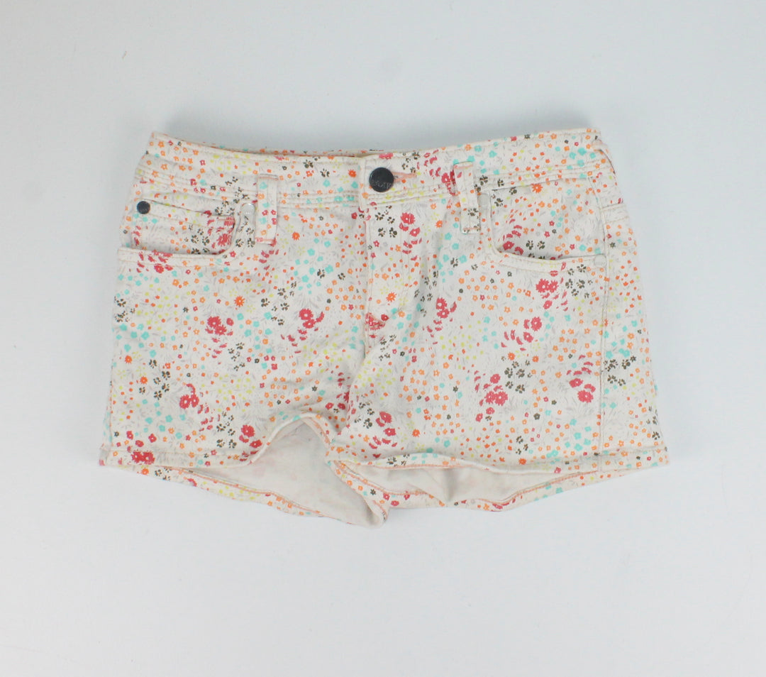 ROXY FLORAL JEAN SHORTS 14Y EUC