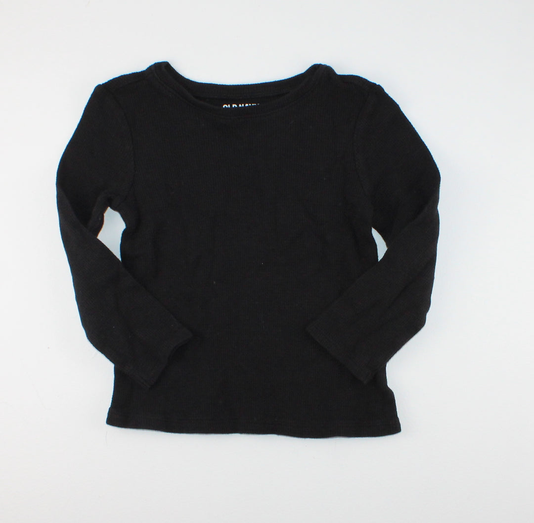 OLD NAVY BLACK WAFFLE LONG SLEEVE TOP 4Y PRE-LOVED