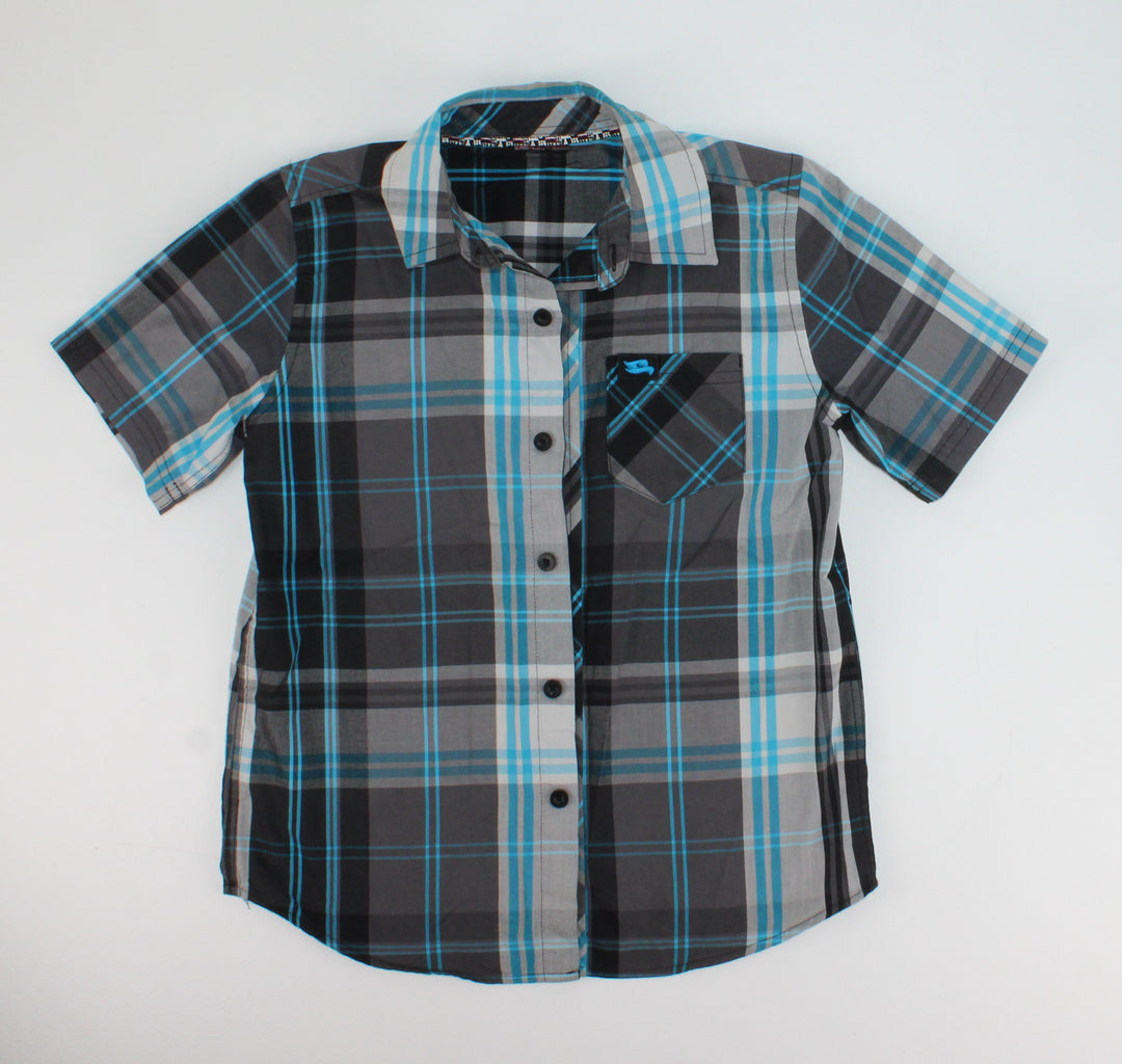 TONY HAWK BLUE PLAID TOP APPROX 7-8Y EUC