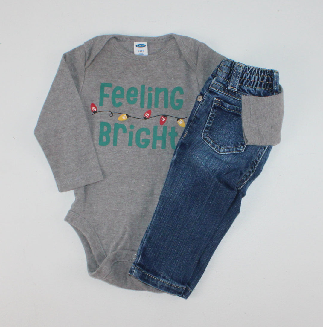 OLD NAVY FEELING BRIGHT HOLIDAY OUTFIT 6-12M EUC
