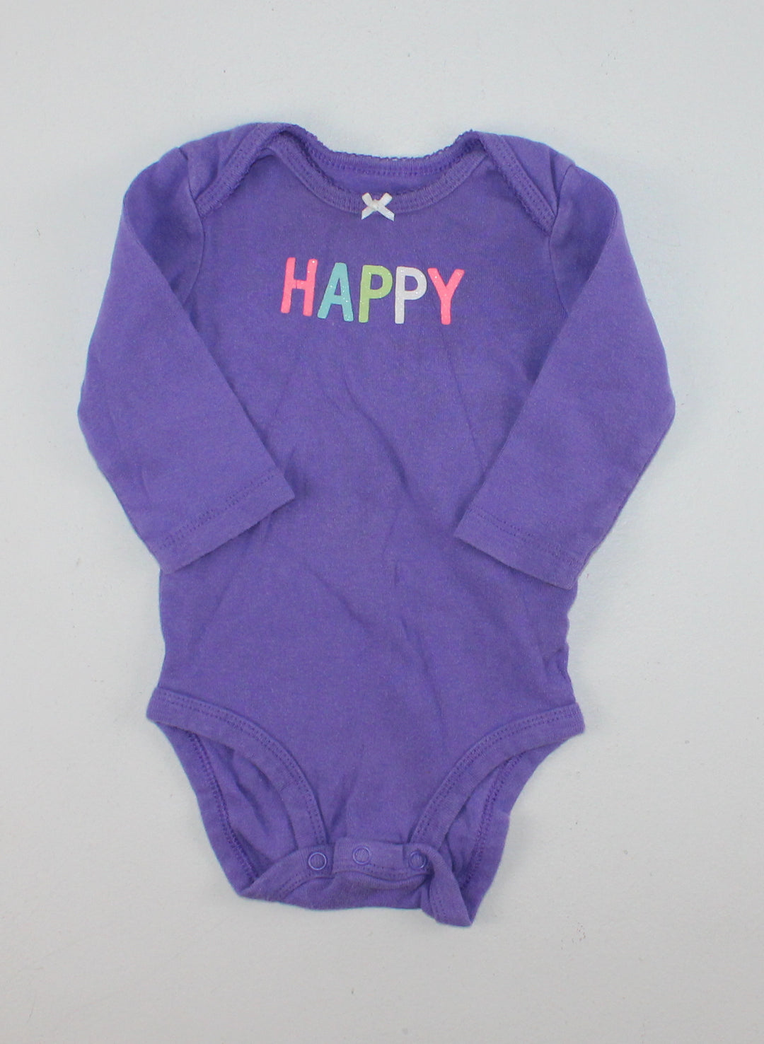 CARTERS HAPPY PURPLE ONESIE 6M EUC