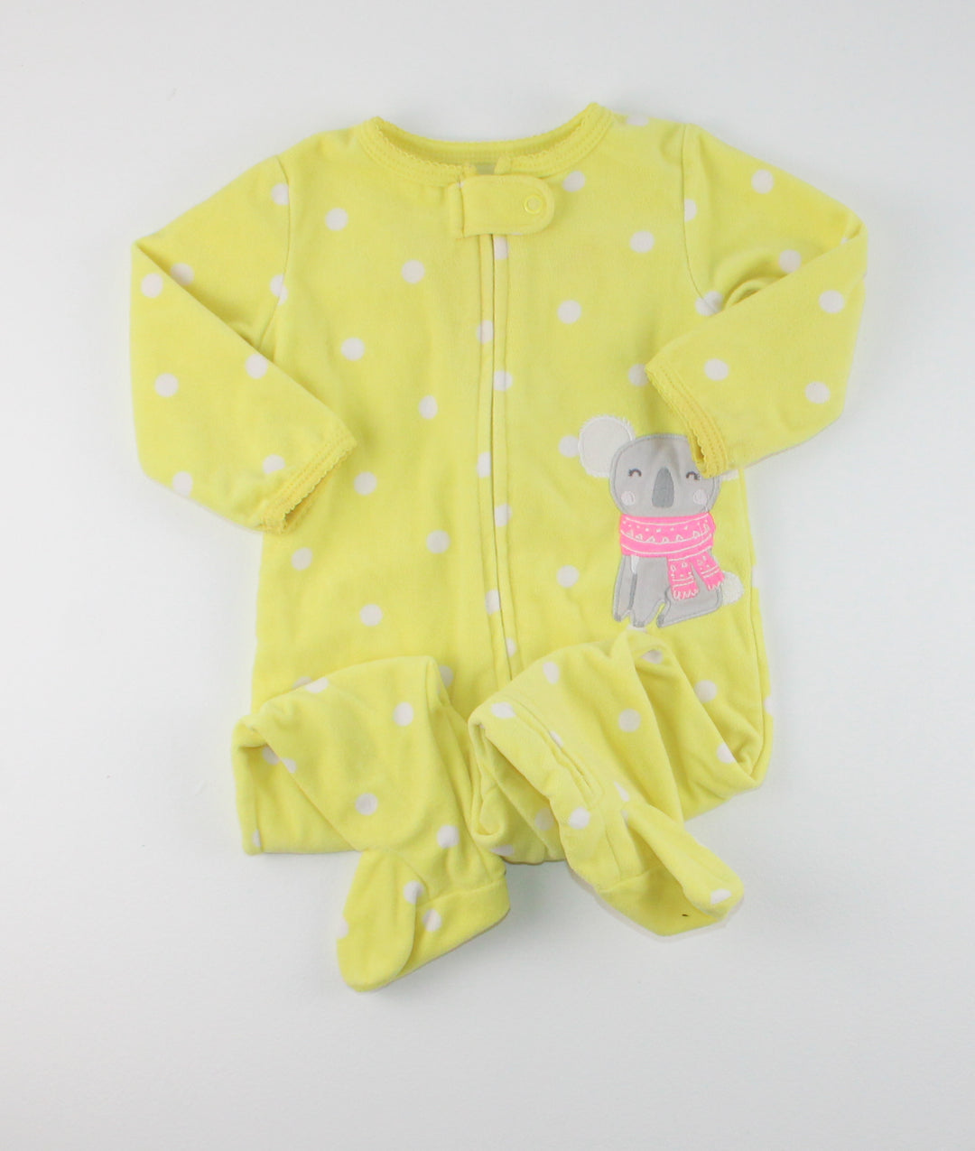 CARTERS YELLOW KOALA FLEECE FOOTIES 6M EUC