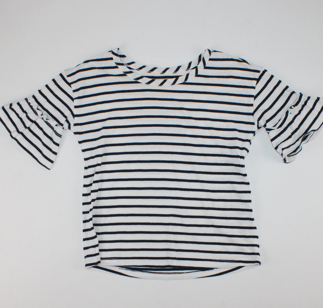 JOE FRESH BLACK/WHITE STRIPED TOP 7-8Y PRE-LOVED