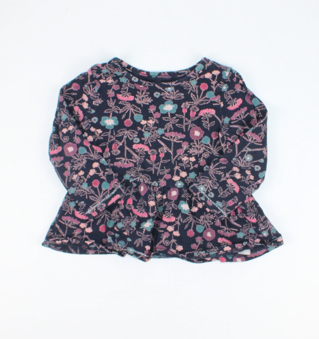 JOE FRESH NAVY FLORAL TOP 2Y EUC