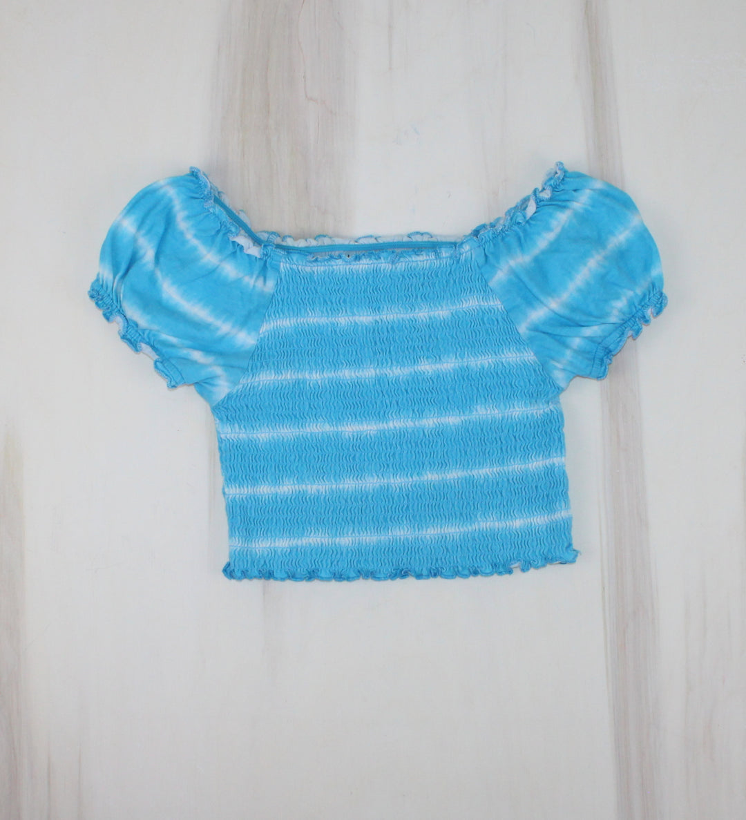 GEORGE TIE DIE CROPPED BLUE TOP 10/12Y EUC