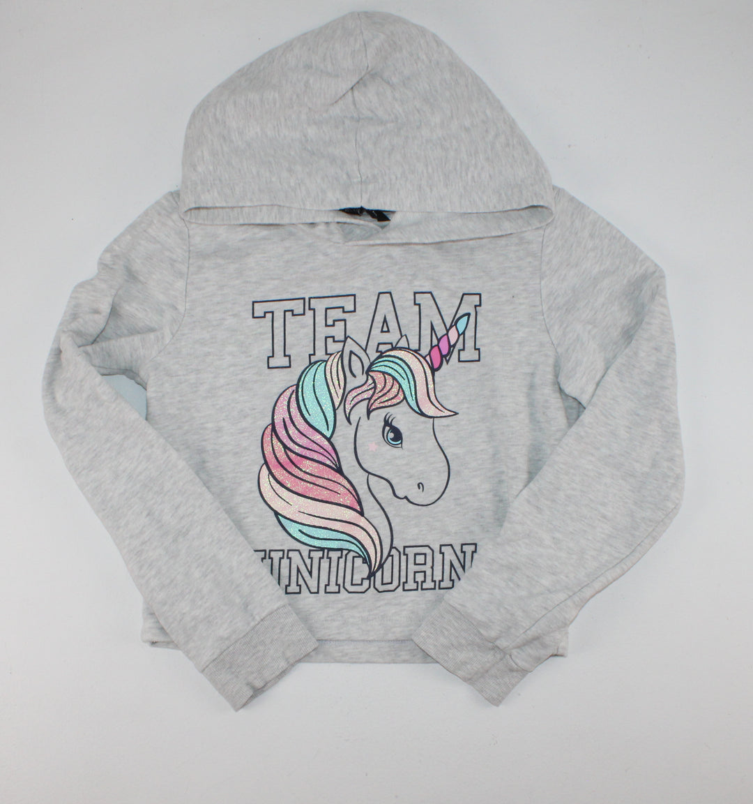 GEORGE CROP HOODIE UNICORN 10/12Y EUC