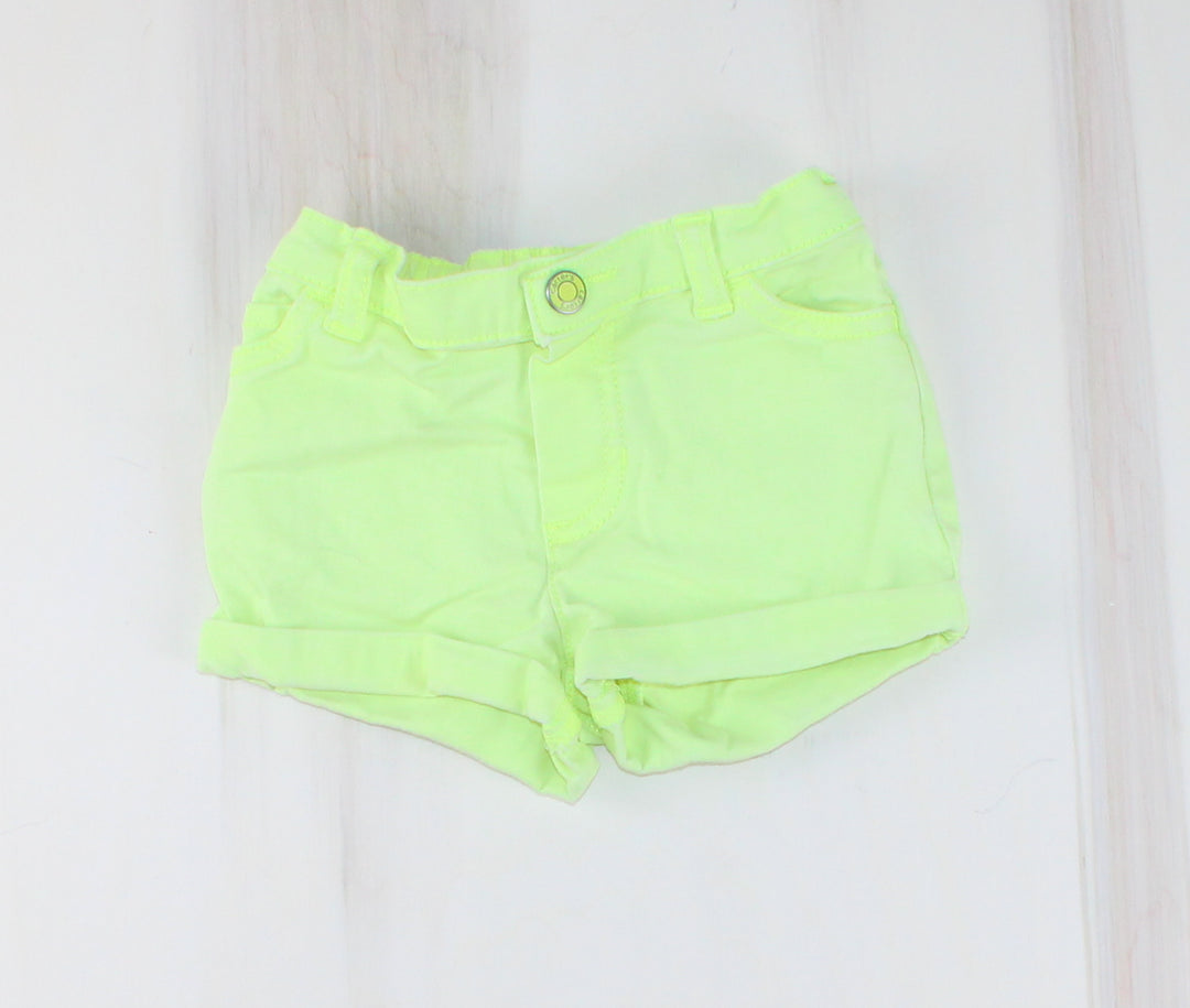 CARTERS NEON YELLOW DENIM SHORTS 9M VGUC