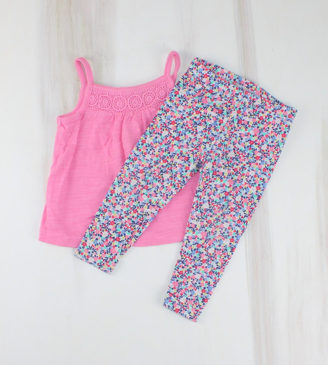 CARTERS PINK FLORAL OUTFIT 9M EUC