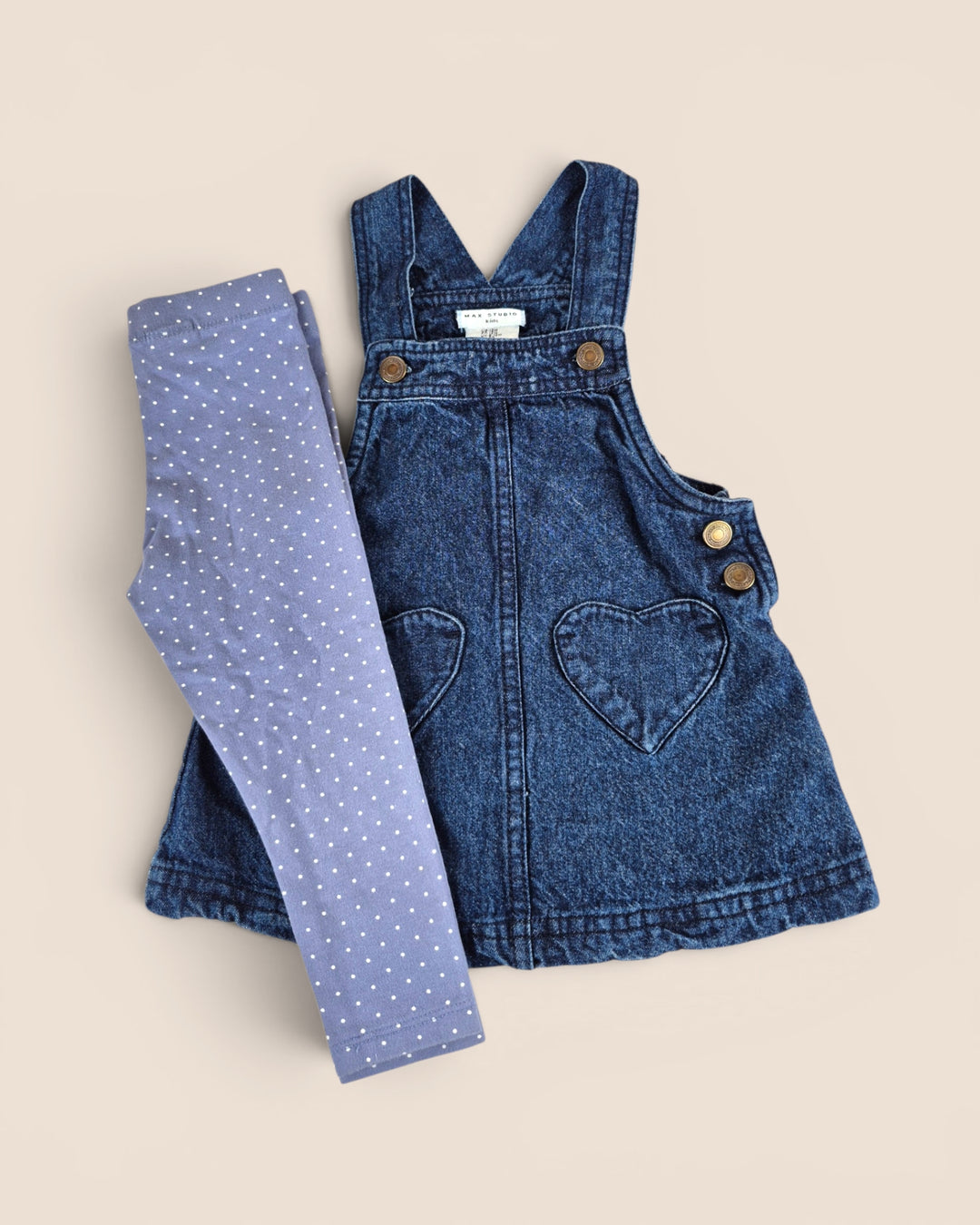 Pre-Loved Max Studio Denim Overall Dress Outfit Girls 12M | Betty’s Marketplace
