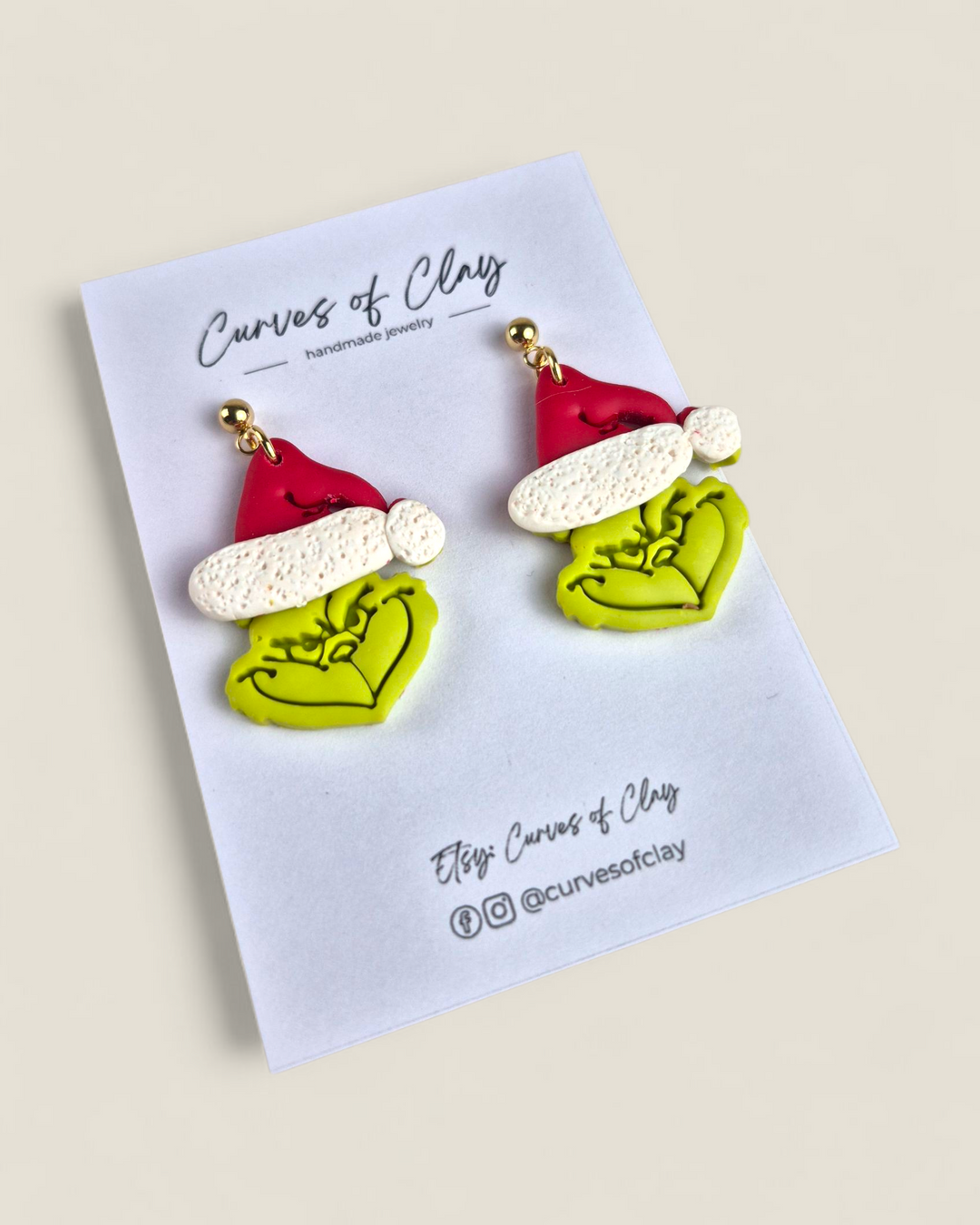 Curves of Clay, Holiday Dangle Earrings