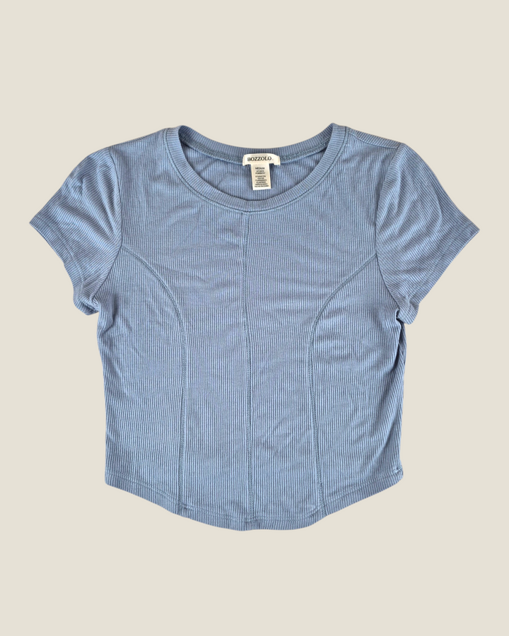 Pre-Loved Bozzolo Cropped Blue Top Ladies Medium | Betty’s Marketplace