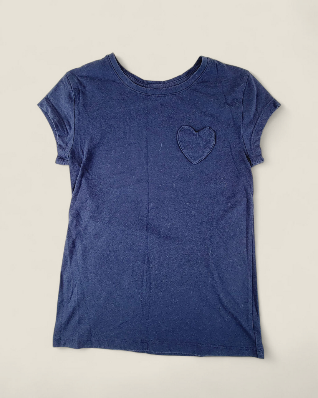 GEORGE NAVY HEART POCKET TEE GIRLS 7-8Y PRE-LOVED