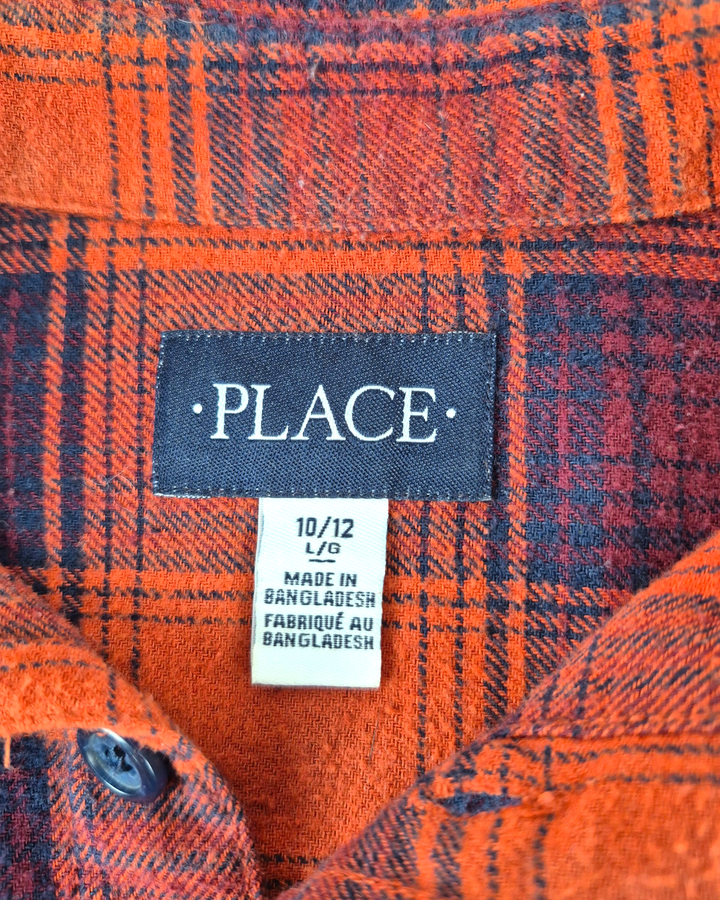 Pre-Loved Children's Place Orange Plaid Flannel Shirt Boys 10-12Y | Betty’s Marketplace