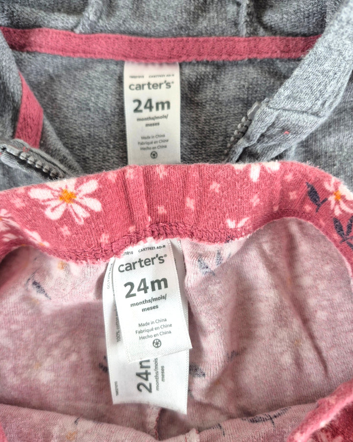 Pre-Loved Carter's Grey & Pink Floral Outfit Girls 2Y | Betty’s Marketplace