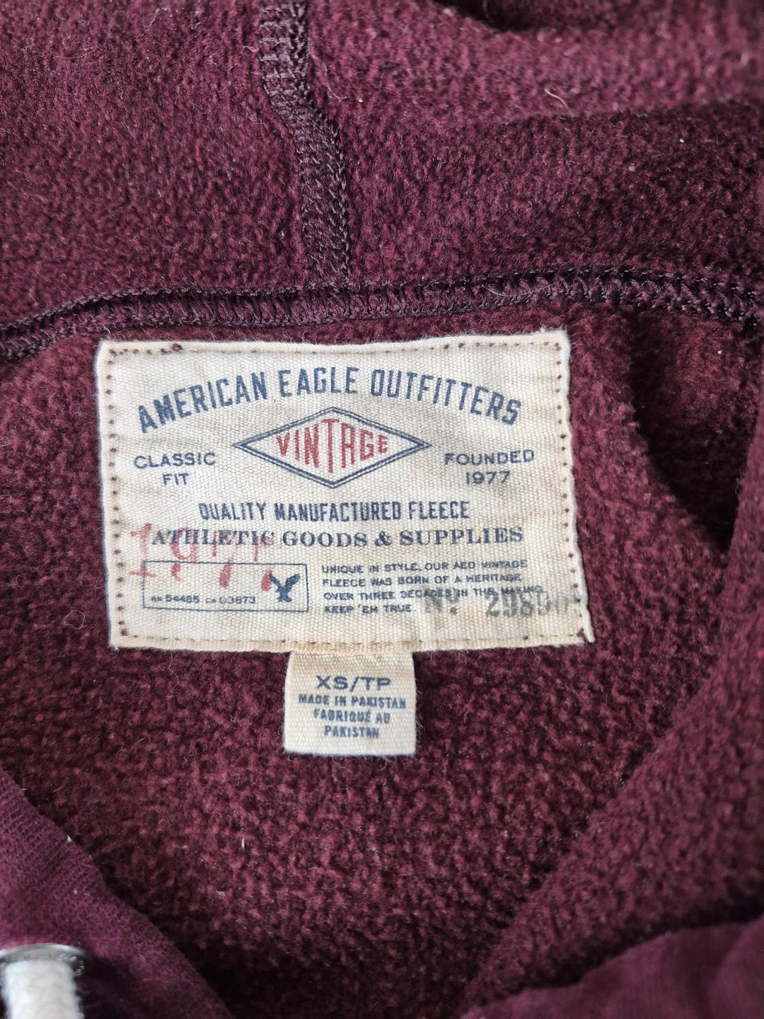 Pre-Loved American Eagle Maroon Hoodie Adult XS | Betty’s Marketplace