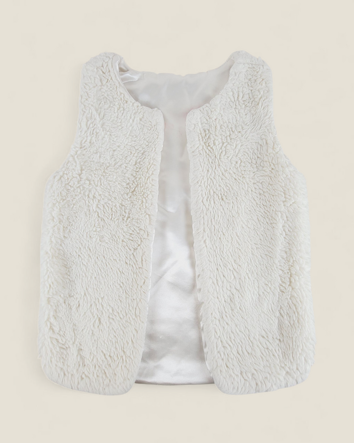 WHITE FUR VEST 8/10Y PRE-LOVED