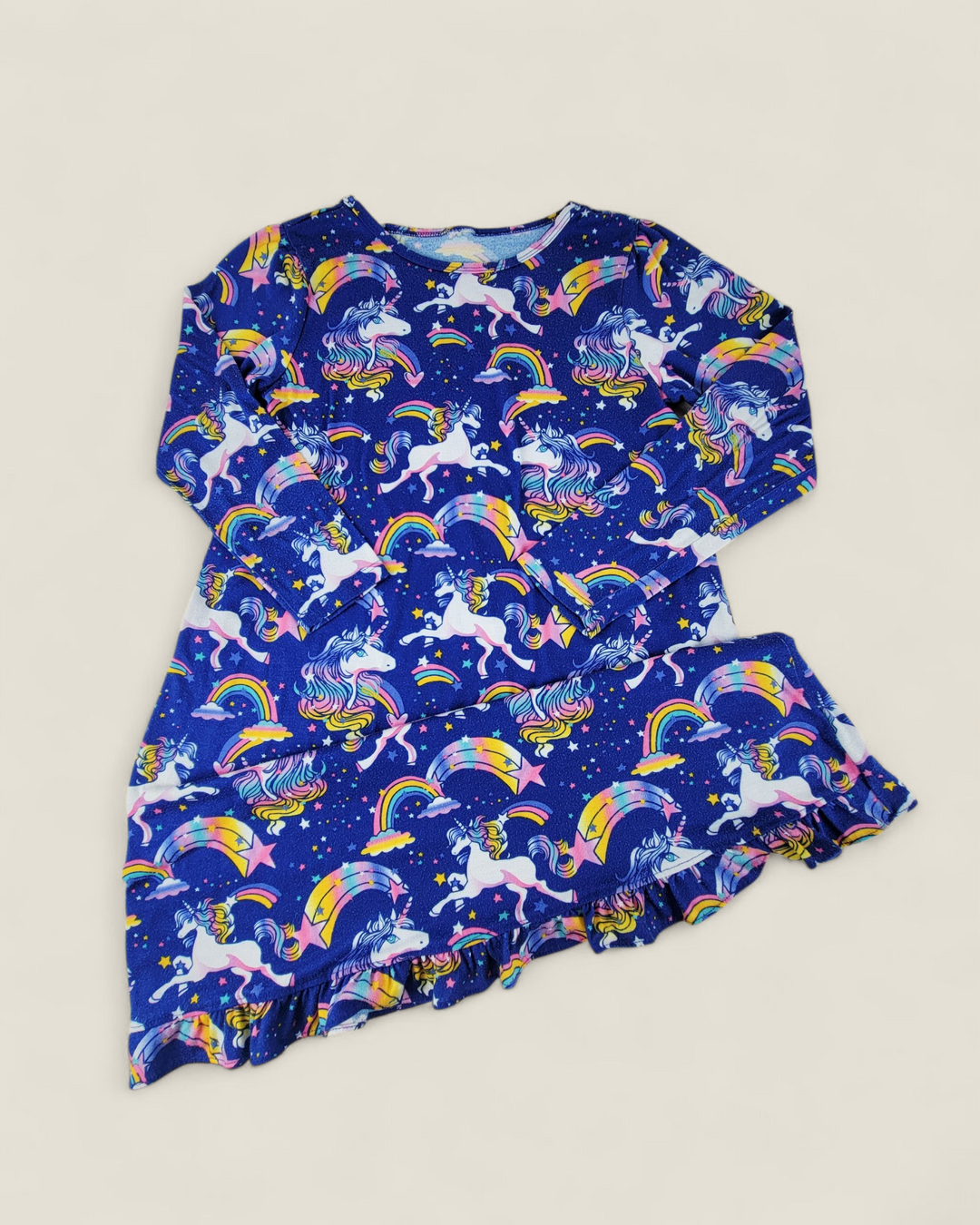 BLUE UNICORN PYJAMAS GIRLS APPROX 10Y PRE-LOVED