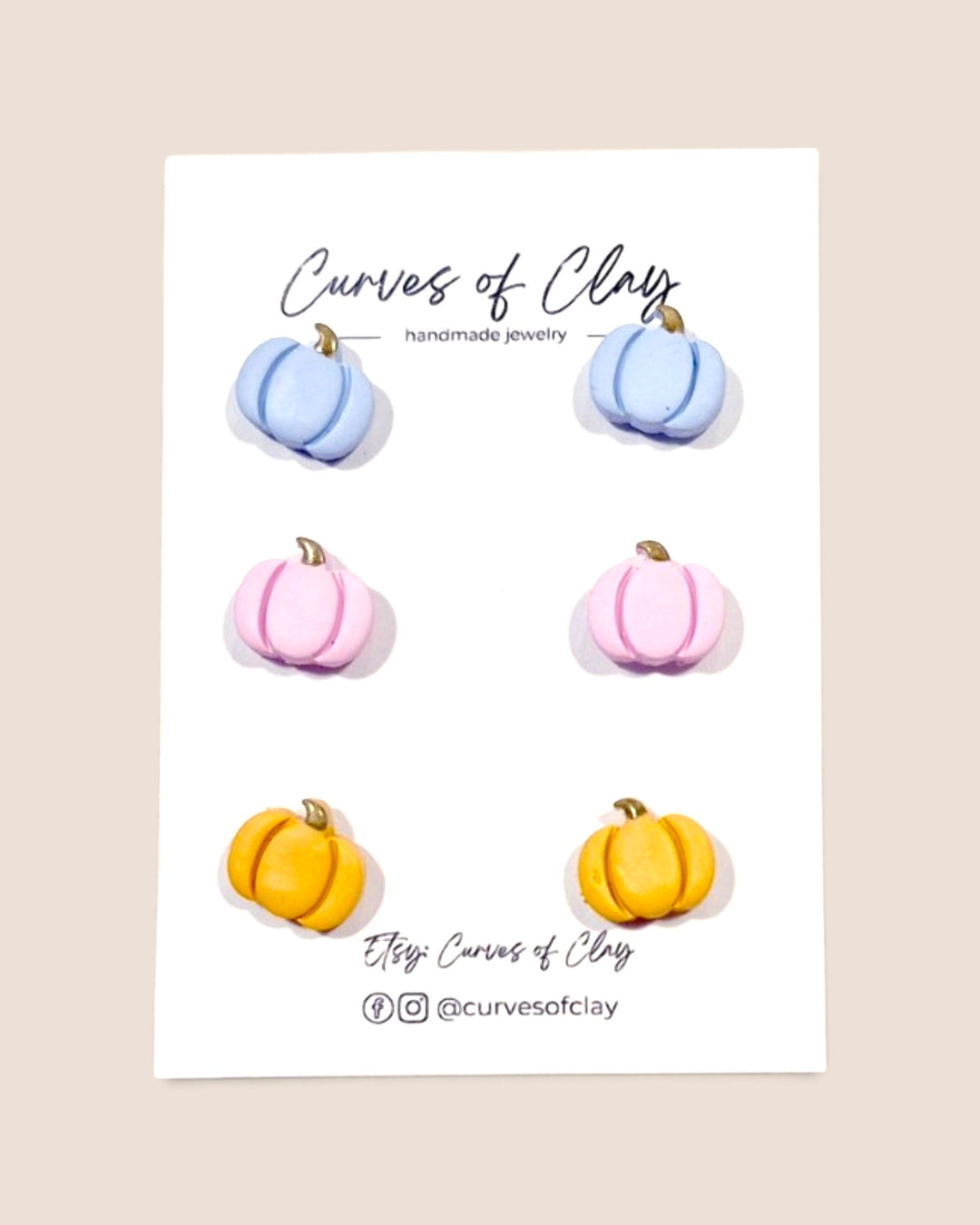 Curves of Clay, Autumn and Halloween Stud Earrings 3 Packs