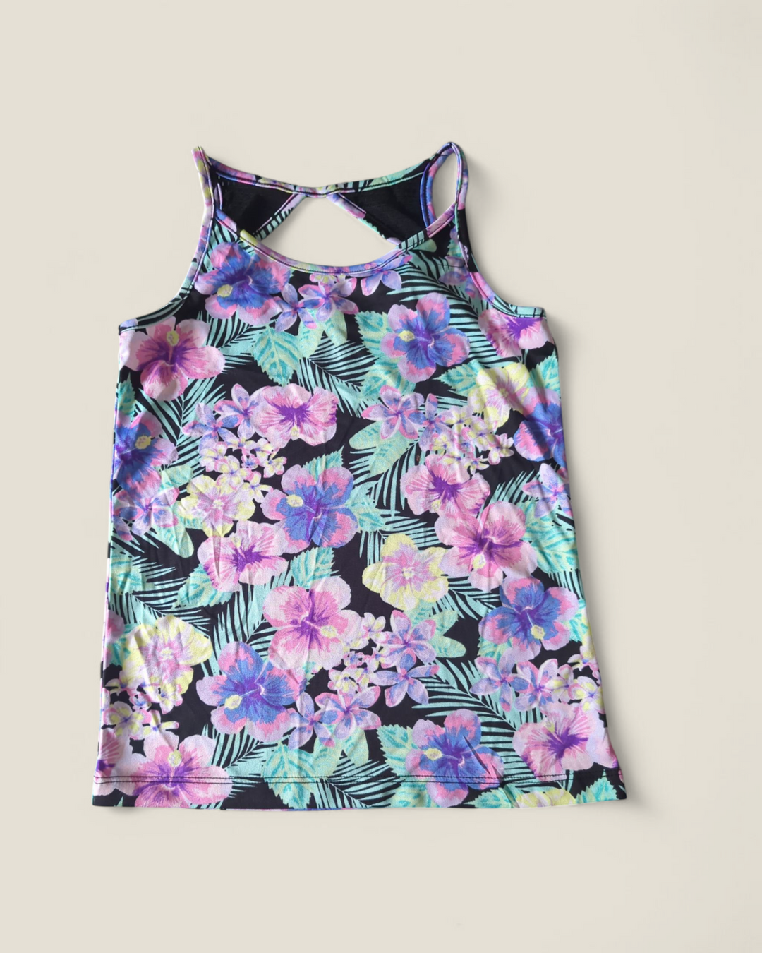 CHILDRENS PLACE ATHLETIC FLORAL TANK 7-8Y PRE-LOVED