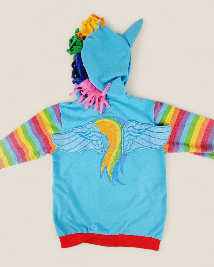 MY LITTLE PONY RAINBOW HOODIE GIRLS APPROX 7-8Y PRE-LOVED