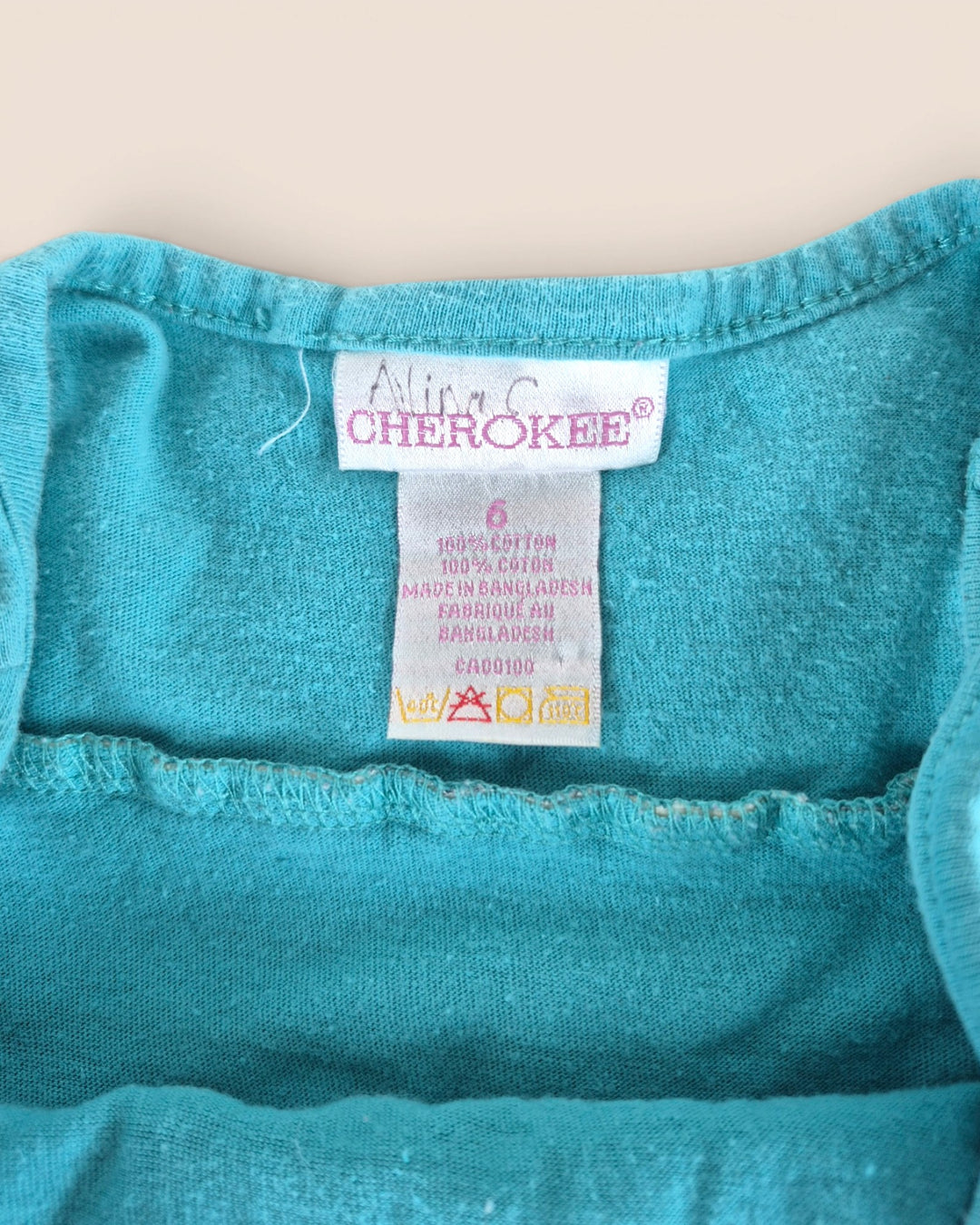 Pre-Loved Cherokee Teal & White Tiered Dress Girls 6Y | Betty’s Marketplace