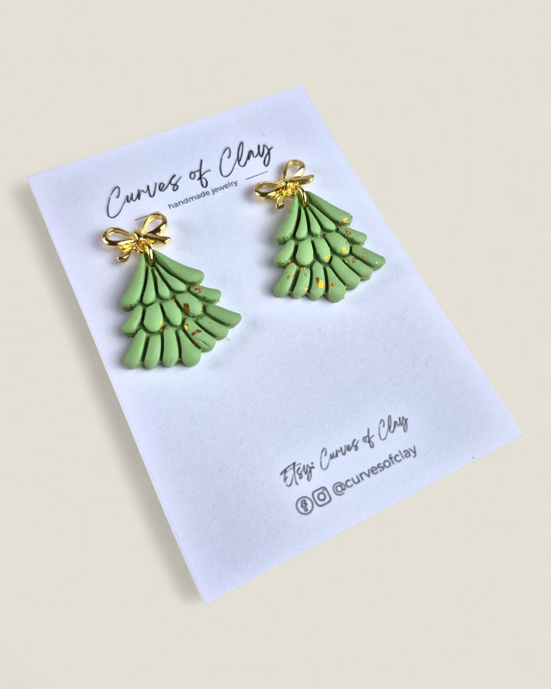 Curves of Clay, Holiday Dangle Earrings