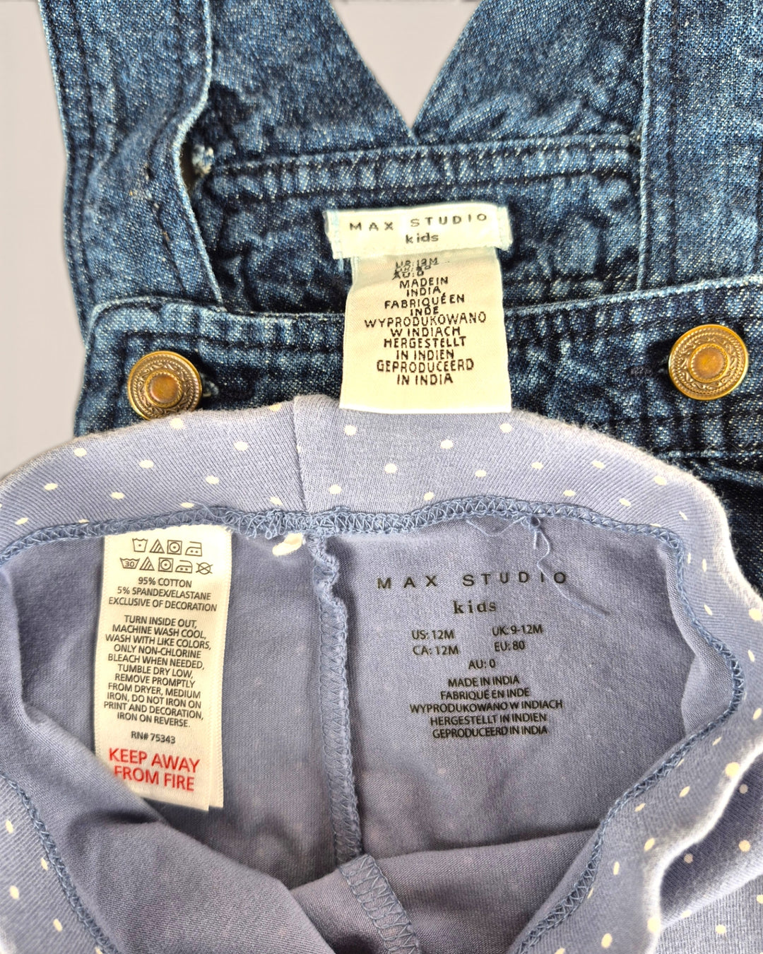 Pre-Loved Max Studio Denim Overall Dress Outfit Girls 12M | Betty’s Marketplace