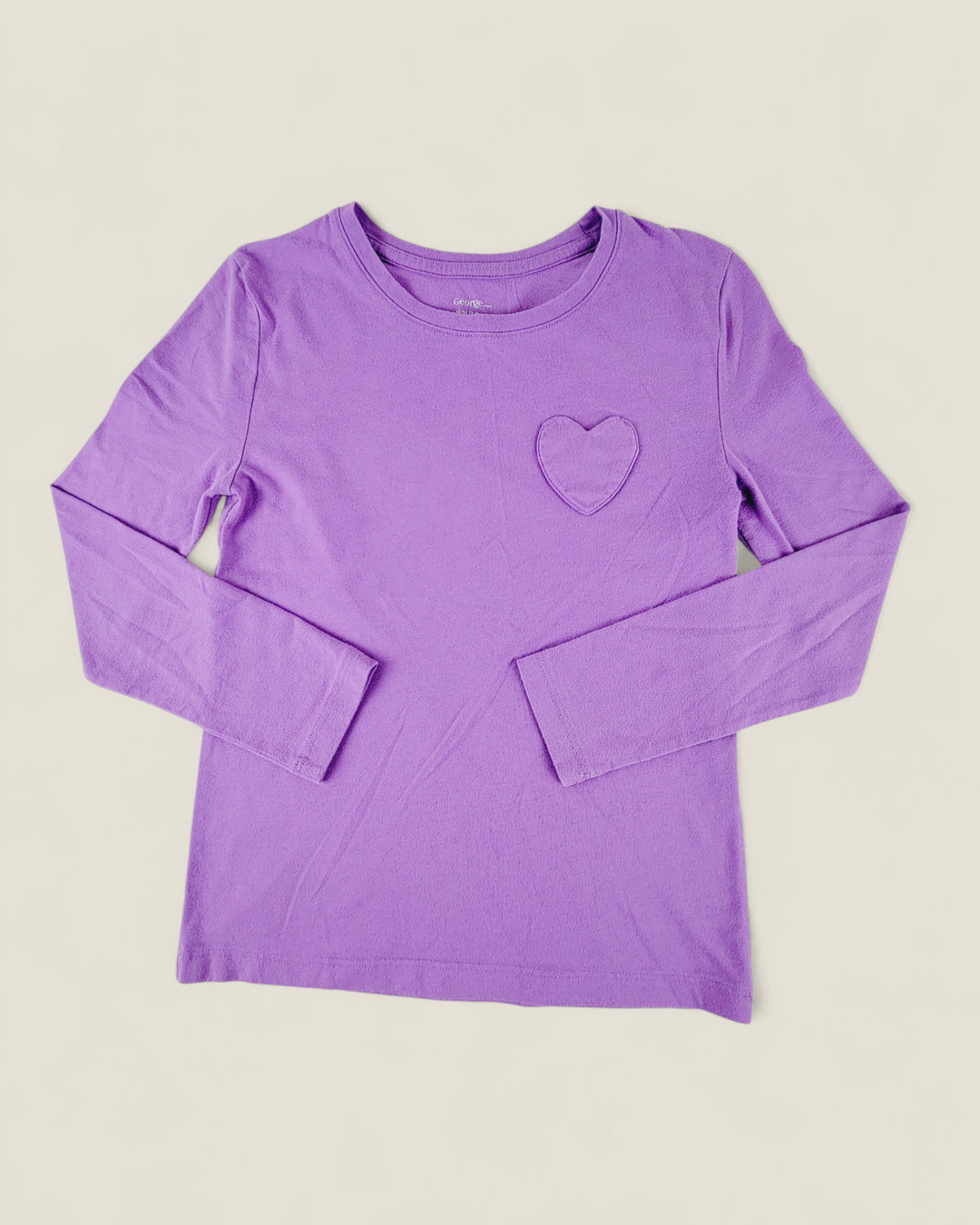 GEORGE PURPLE HEART POCKET LONG SLEEVE TOP GIRLS 7-8Y PRE-LOVED