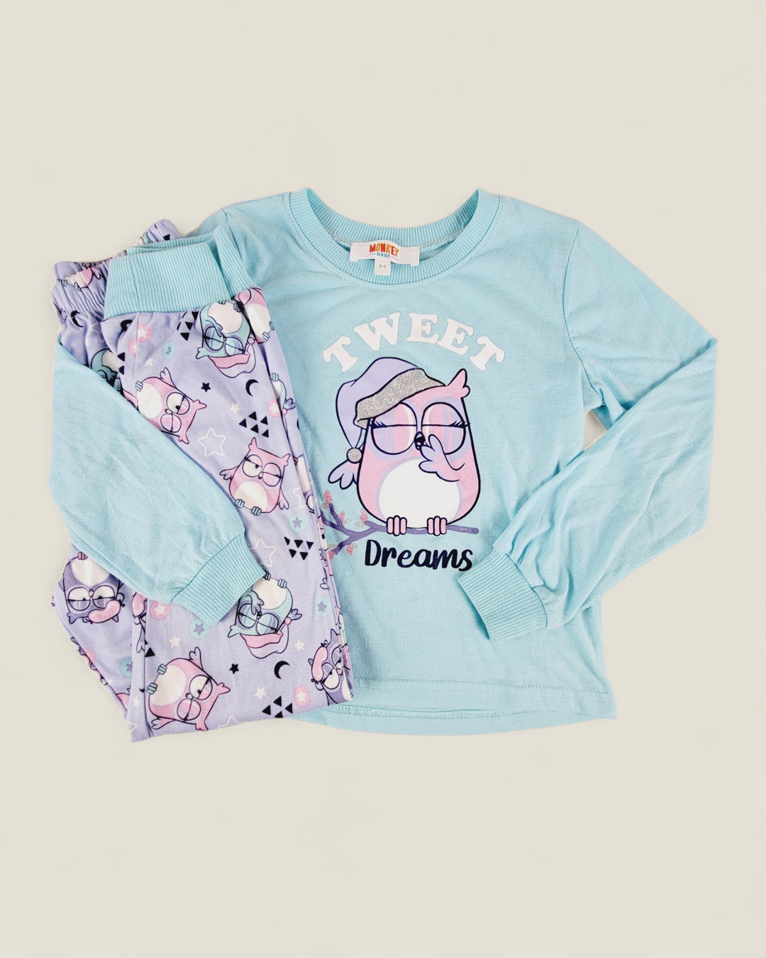 MONKEYBARS OWL PYJAMAS GIRLS 5-6Y PRE-LOVED