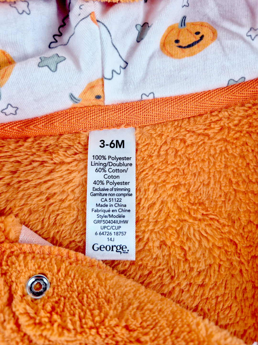 Pre-Loved George Pumpkin Onesie 3-6M | Betty’s Marketplace