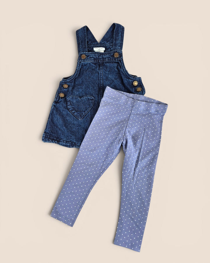 Pre-Loved Max Studio Denim Overall Dress Outfit Girls 12M | Betty’s Marketplace