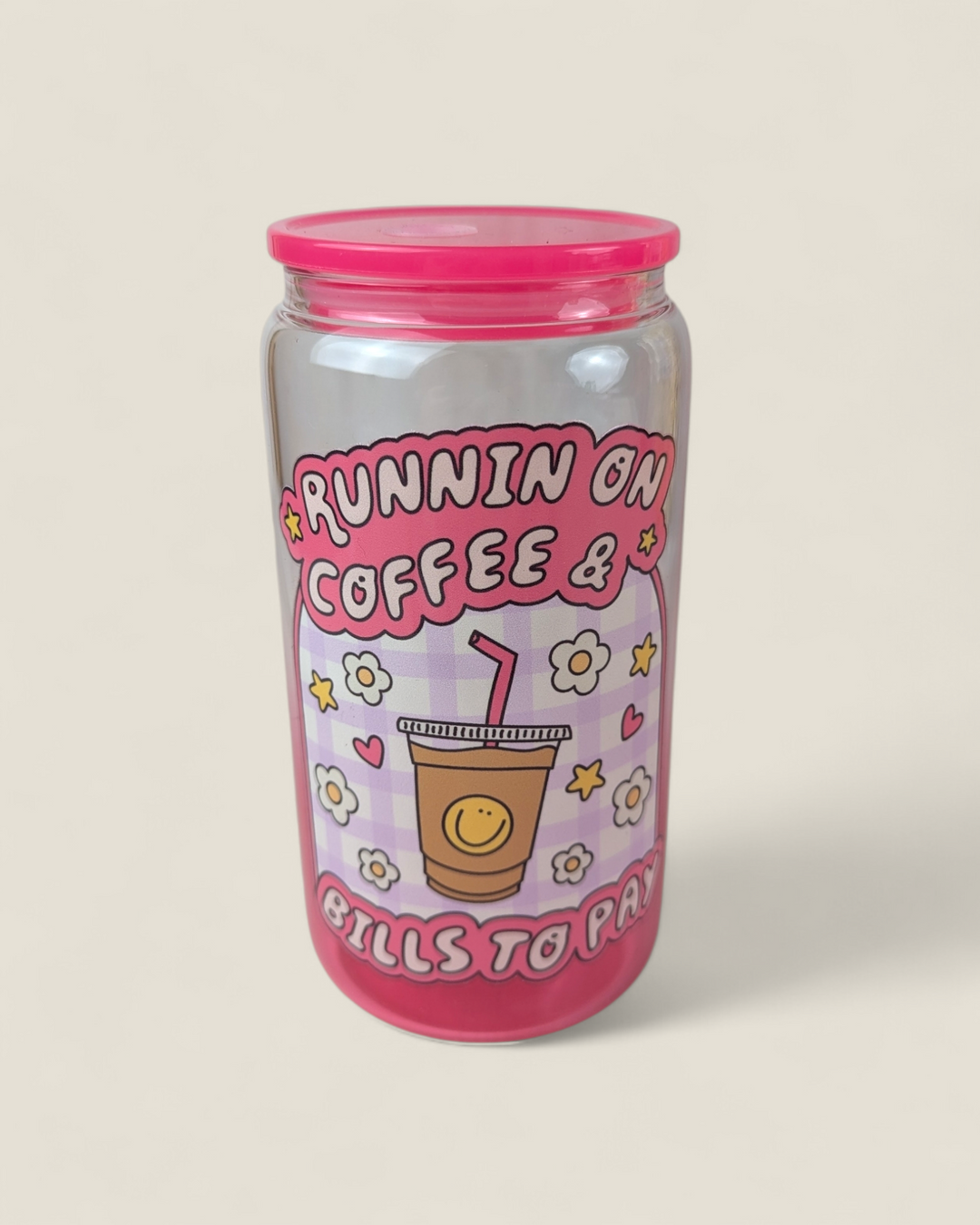 Lindsay's Creations, Fog & Glitter Glass Tumbler with Lid