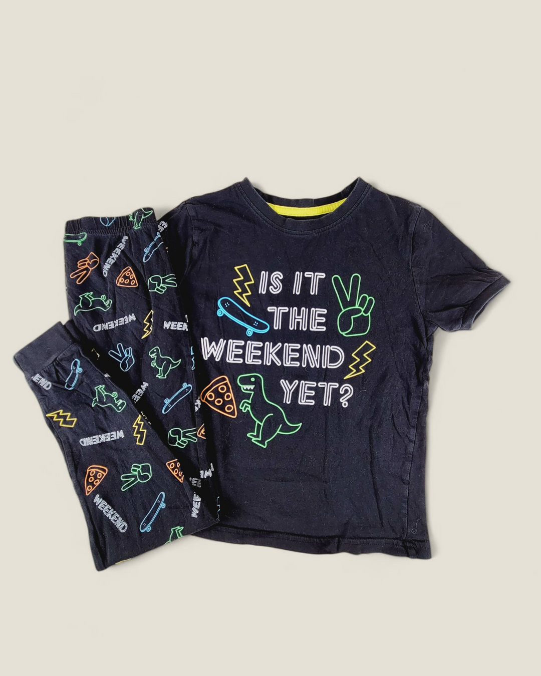 GEORGE BLACK PYJAMA SET BOYS 7-8Y PRE-LOVED