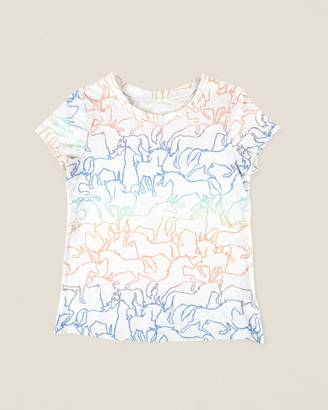 JUSTICE WHITE UNICORN TEE GIRLS 8Y PRE-LOVED