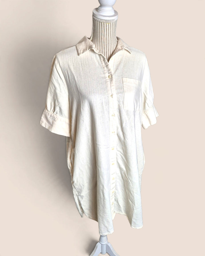 Pre-Loved Old Navy Cream Linen Shirtdress Ladies Large | Betty’s Marketplace