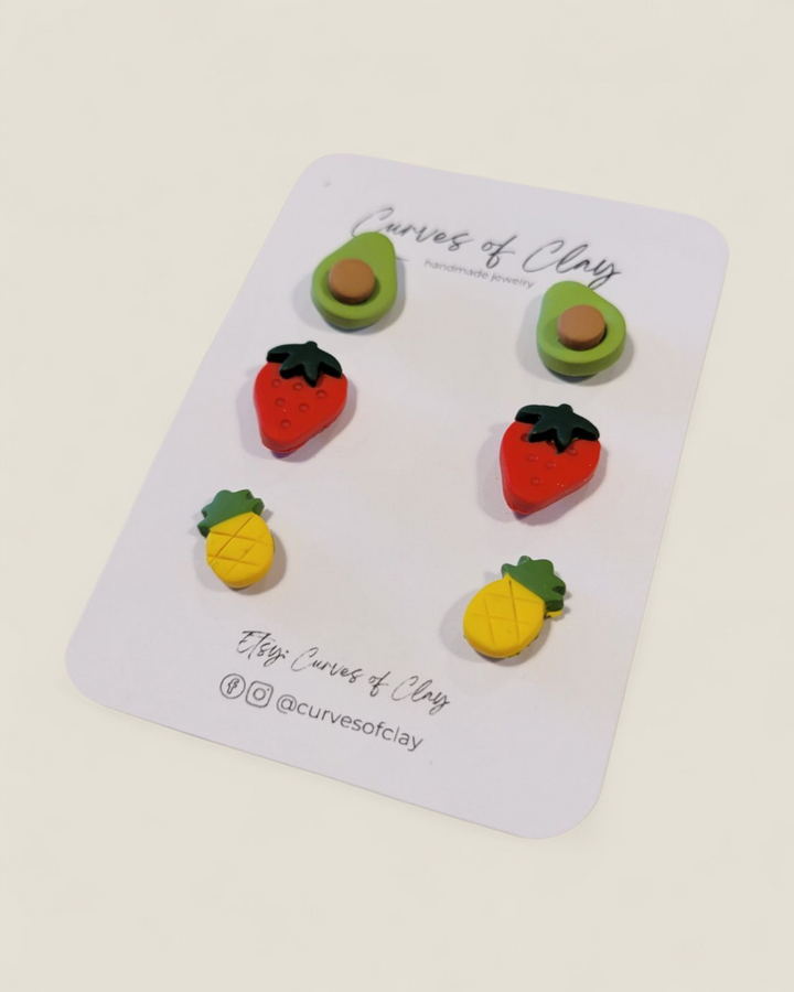 Curves of Clay, Everyday Stud Earrings 3 Pack