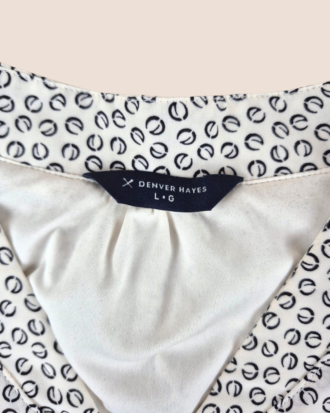 Pre-Loved Denver Hayes Cream Patterned Dress Ladies Large | Betty’s Marketplace
