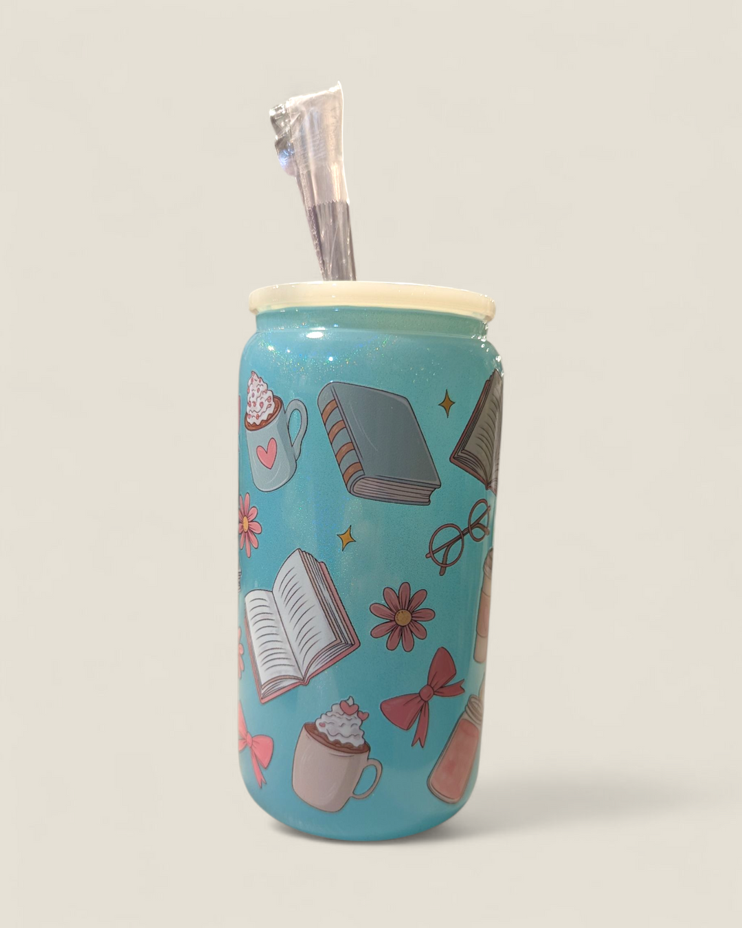 Lindsay's Creations, Fog & Glitter Glass Tumbler with Lid